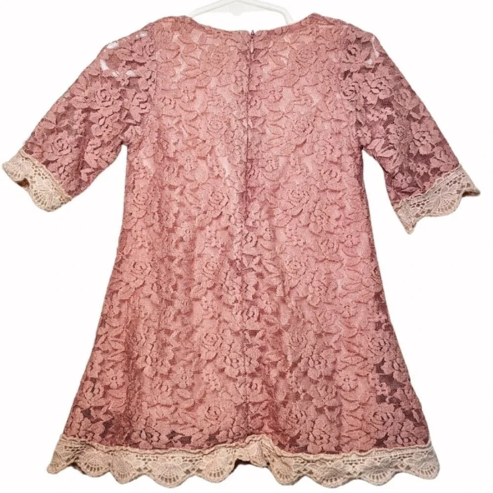 April Girl Girls Rose Floral Lace A-Line Flower Girl Party Dress 110 Pink Fairy